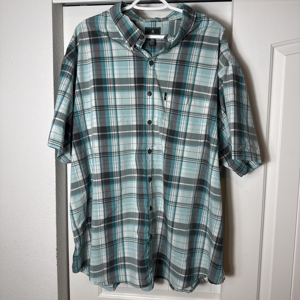 G.H. Bass And‎ Co Button Up Short Sleeve Plaid Shirt Men's XXXL 3XL EUC